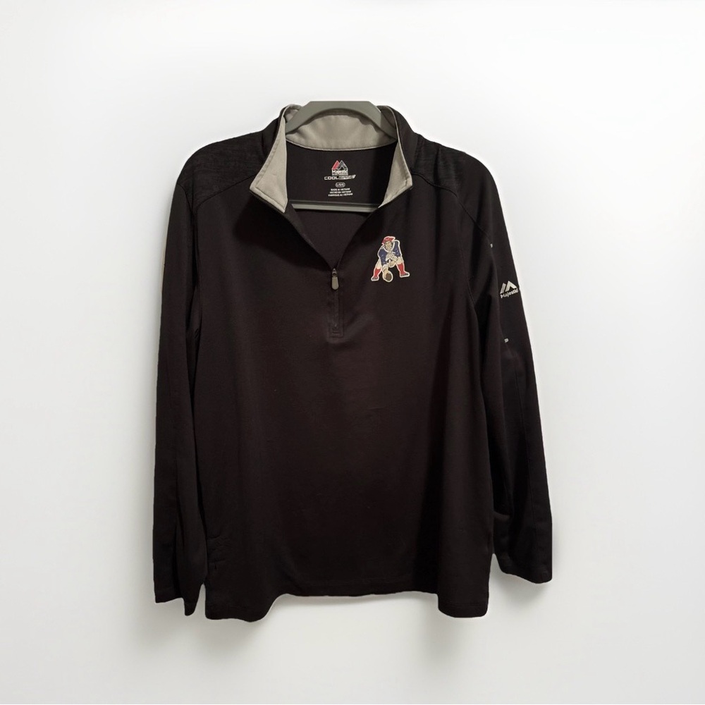 Majestic Men's New England Patriots Black Quarter-Zip Pullover with Collar